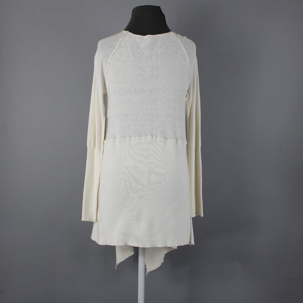 Free People NEW $108 Sz S Vanilla Cream Draped Aysmm 100% Cotton Wrap Sweater