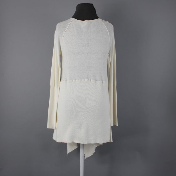 Free People NEW $108 Sz S Vanilla Cream Draped Aysmm 100% Cotton Wrap Sweater