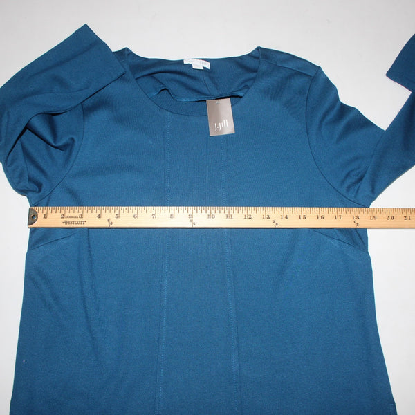 J Jill Dress NEW Sz M Prusianblu Blue Round Neck Pockets Midi Viscose Rayon