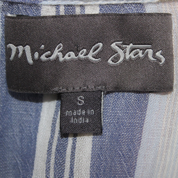 Michael Stars Sz S Blue White Multi Color Ruffles Striped 100% Cotton Dress