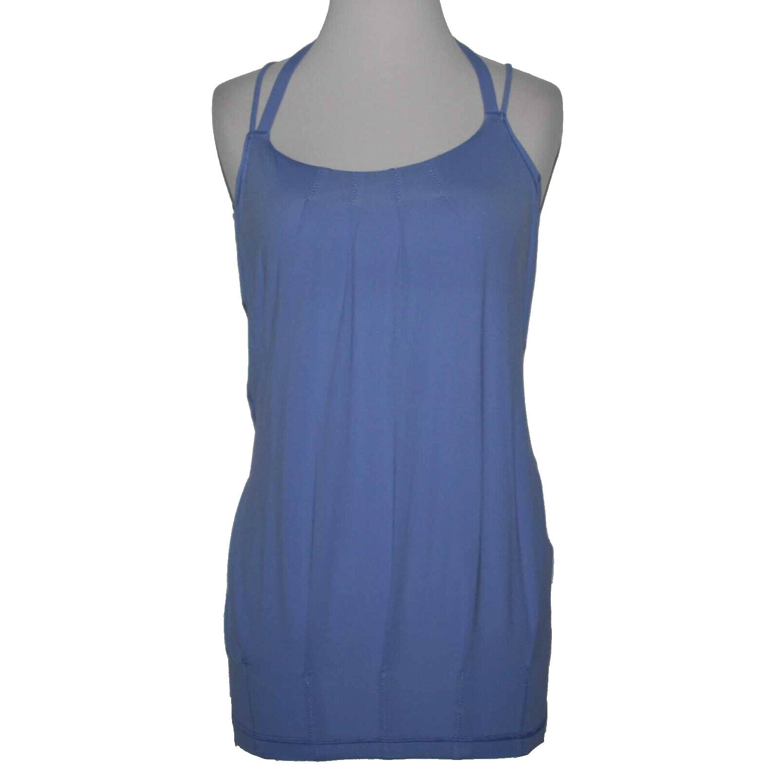 Lululemon Sz 6 Lt Blue Pleats Strappy Open Back Nylon Blend Activewear Top