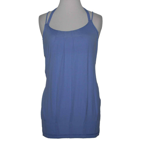 Lululemon Sz 6 Lt Blue Pleats Strappy Open Back Nylon Blend Activewear Top