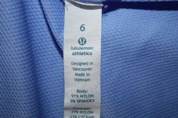 Lululemon Sz 6 Lt Blue Pleats Strappy Open Back Nylon Blend Activewear Top