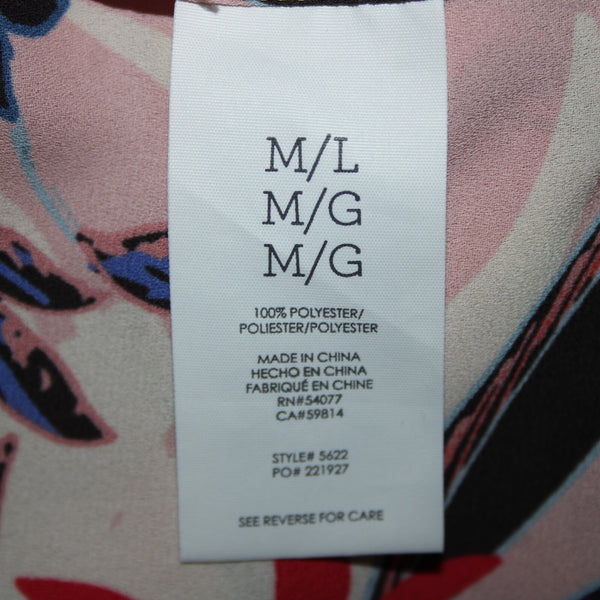 Cabi Sz M/L Pink Black Multi Color Floral 100% Polyester Wrap Sweater Wrap