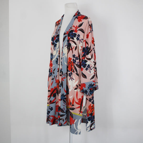 Cabi Sz M/L Pink Black Multi Color Floral 100% Polyester Wrap Sweater Wrap