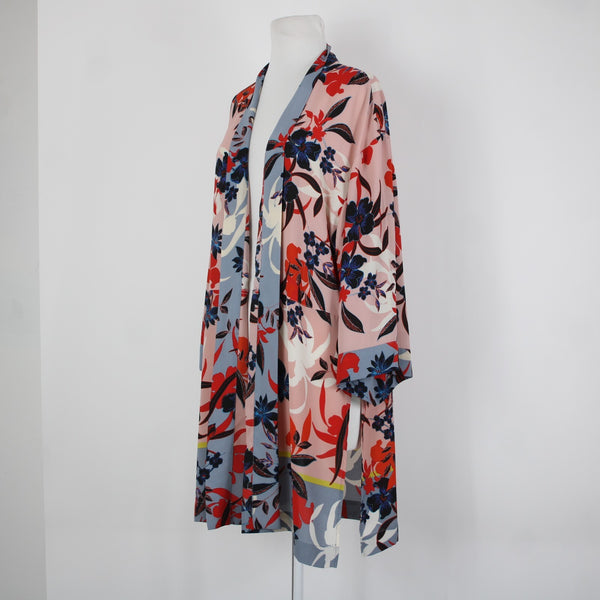 Cabi Sz M/L Pink Black Multi Color Floral 100% Polyester Wrap Sweater Wrap