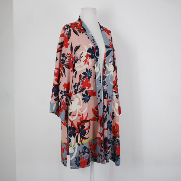 Cabi Sz M/L Pink Black Multi Color Floral 100% Polyester Wrap Sweater Wrap