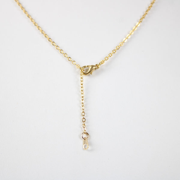 STEPHANIE NEW Name Goldtone Rhinestone Accent 14.5"w4.5" Multi Ring Ext Necklace