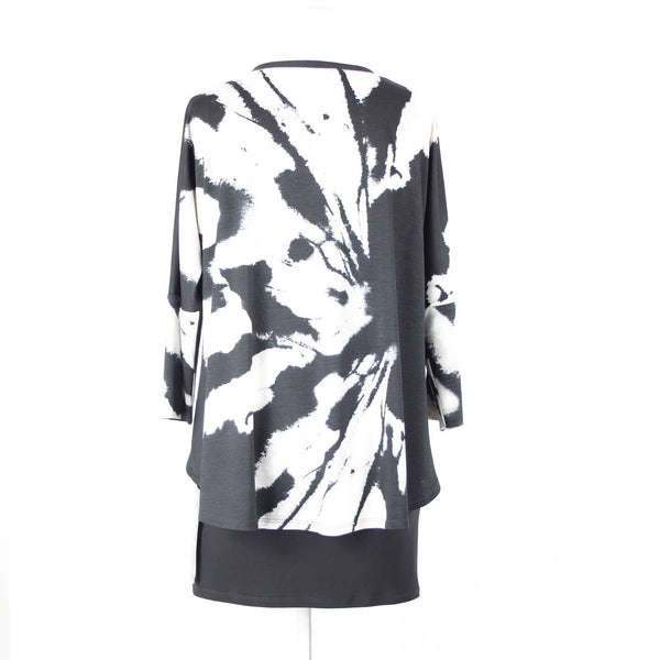 Frank Lyman NEW $179 Sz 6 Black White V Neck Lined Polyester Elasthane Tunic Top