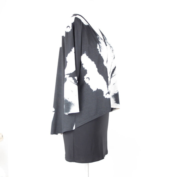 Frank Lyman NEW $179 Sz 6 Black White V Neck Lined Polyester Elasthane Tunic Top