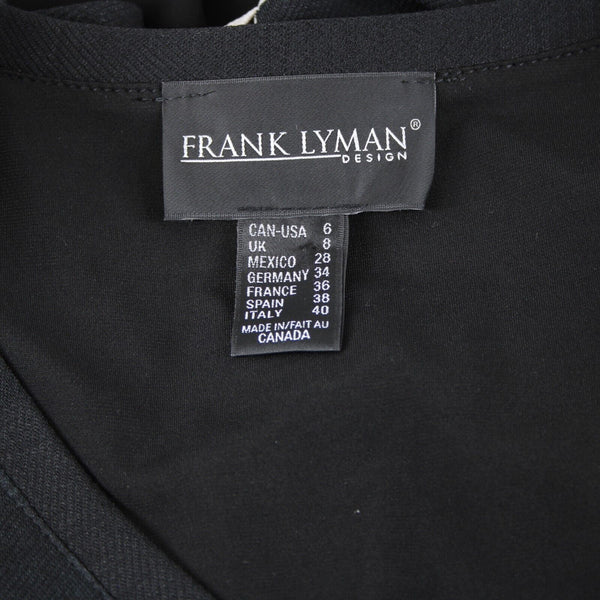 Frank Lyman NEW $179 Sz 6 Black White V Neck Lined Polyester Elasthane Tunic Top