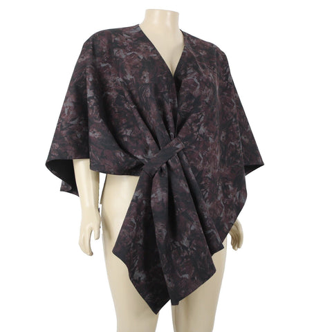 Harari One Size Purple Black Gray Flat Unlined Poly Rayon Blend Wrap Poncho