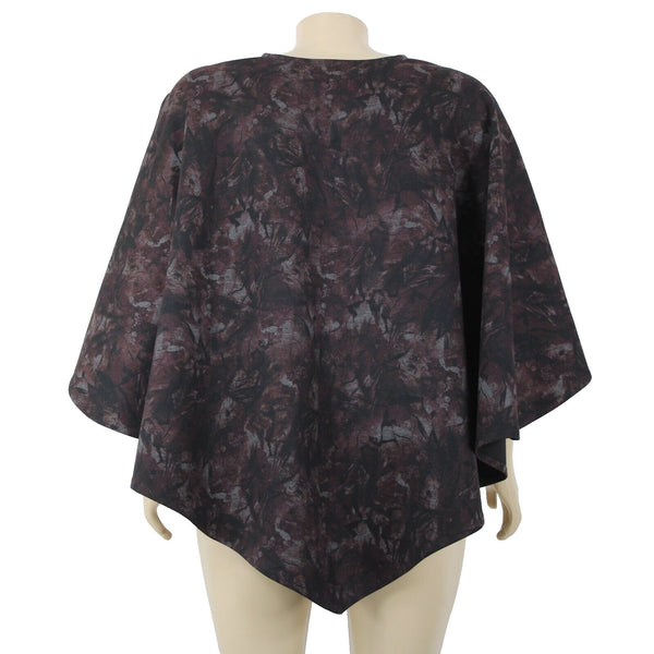 Harari One Size Purple Black Gray Flat Unlined Poly Rayon Blend Wrap Poncho