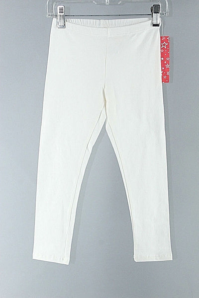 Fab Kids NEW Sz S 4/5 x 17" Ivory White Cotton Spandex Girls Leggings Pant