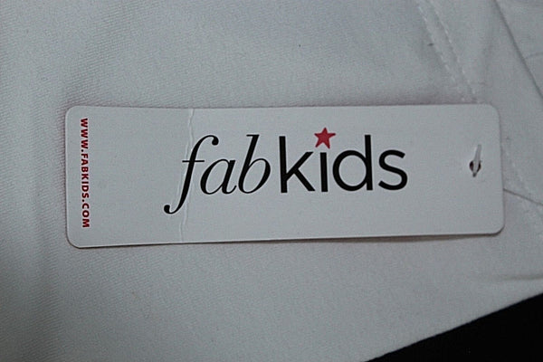 Fab Kids NEW Sz S 4/5 x 17" Ivory White Cotton Spandex Girls Leggings Pant