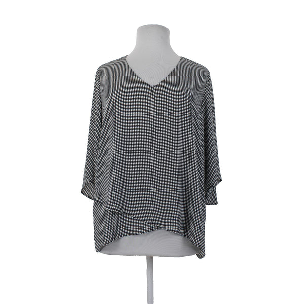 Joan Vass Top NEW $59 Sz 1x Black White Asymmetrical Layered Poly Top