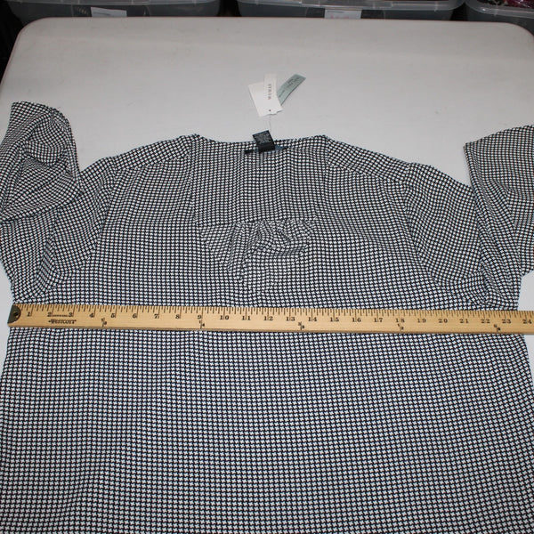 Joan Vass Top NEW $59 Sz 1x Black White Asymmetrical Layered Poly Top