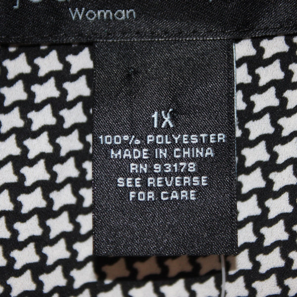 Joan Vass Top NEW $59 Sz 1x Black White Asymmetrical Layered Poly Top