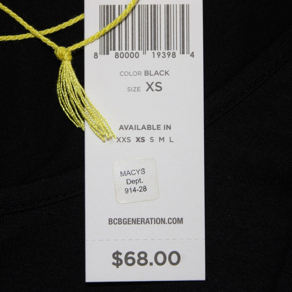 BCBGeneration Dress NEW $68 Sz XS Black Round Neck Unlined Rayon Spandex Dress
