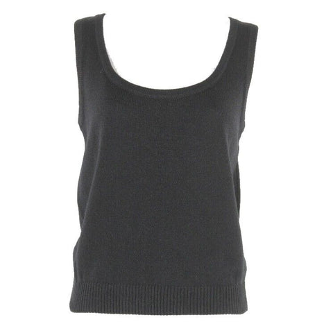 St John Basics Sz M Black Santana Wool Blend Tank Top