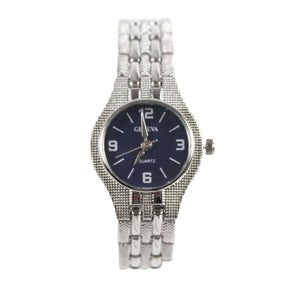 Geneva Quartz 8in Silvertone Stainless Steel Wrist Watch