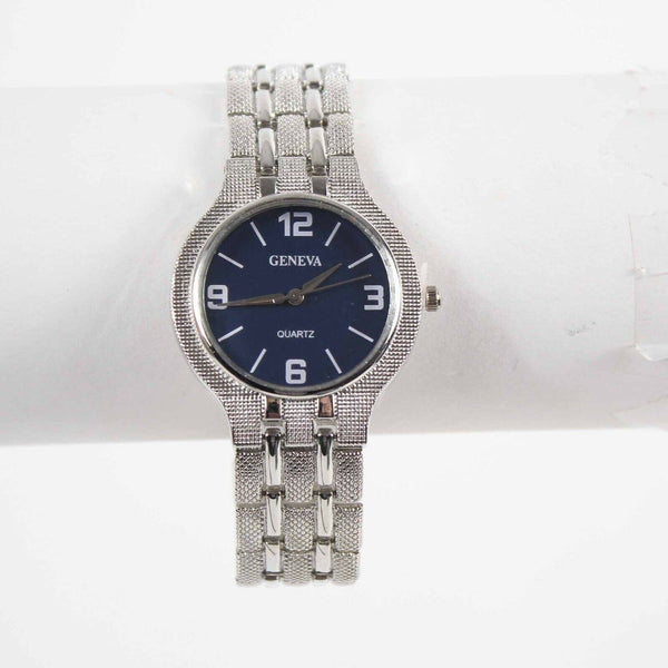 Geneva Quartz 8in Silvertone Stainless Steel Wrist Watch