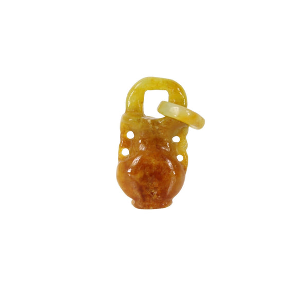 Jade Pendant Carnelian Orange Yellow w Jade Bail 1" Pendant