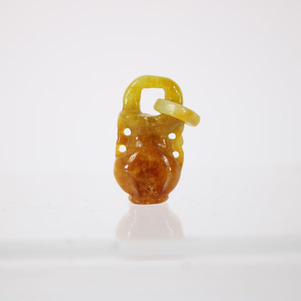 Jade Pendant Carnelian Orange Yellow w Jade Bail 1" Pendant