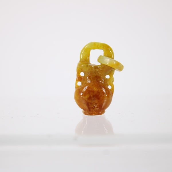 Jade Pendant Carnelian Orange Yellow w Jade Bail 1" Pendant