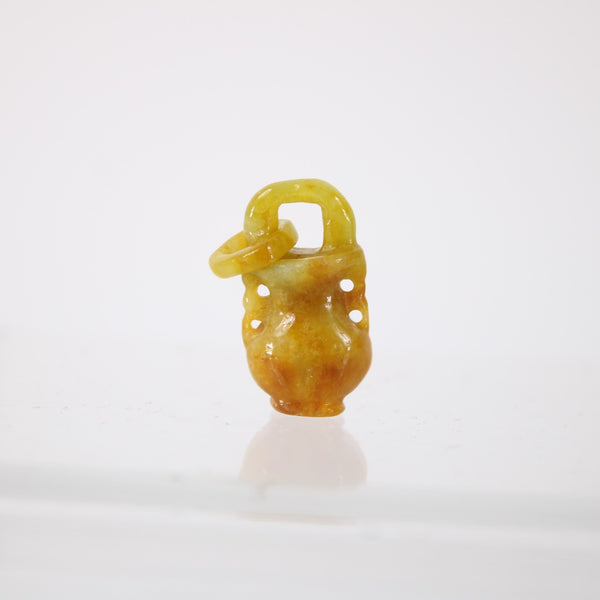 Jade Pendant Carnelian Orange Yellow w Jade Bail 1" Pendant