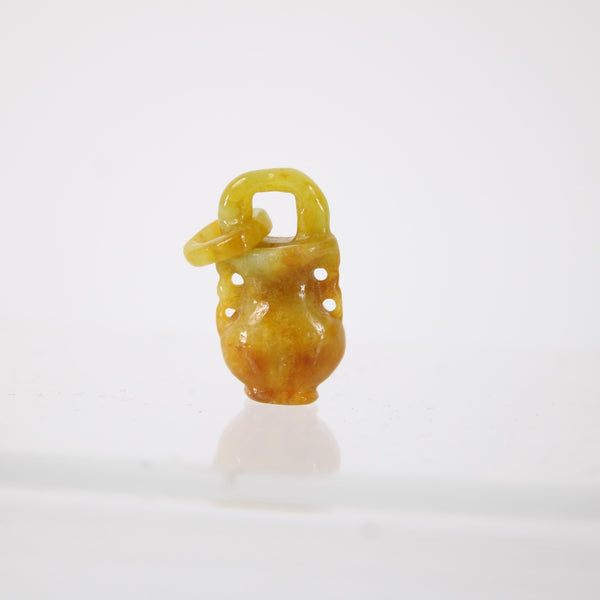 Jade Pendant Carnelian Orange Yellow w Jade Bail 1" Pendant
