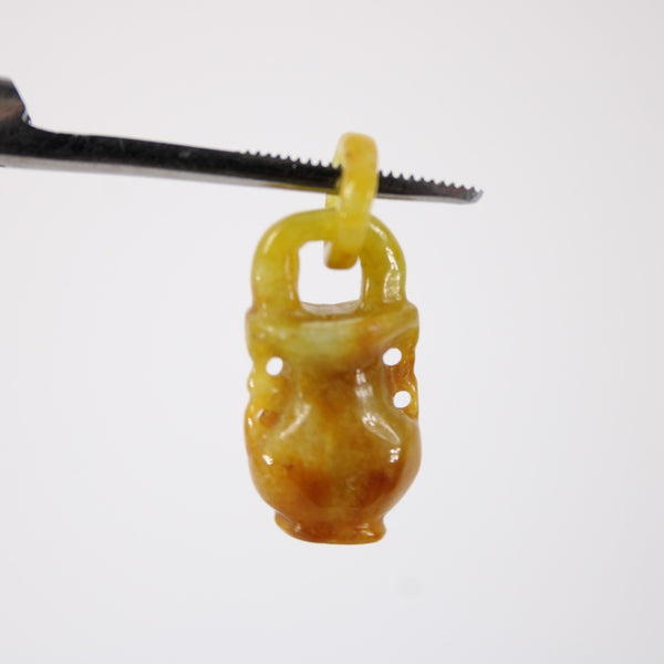 Jade Pendant Carnelian Orange Yellow w Jade Bail 1" Pendant