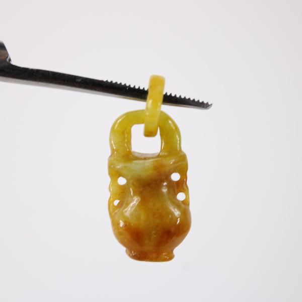 Jade Pendant Carnelian Orange Yellow w Jade Bail 1" Pendant
