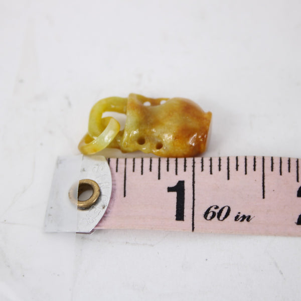 Jade Pendant Carnelian Orange Yellow w Jade Bail 1" Pendant