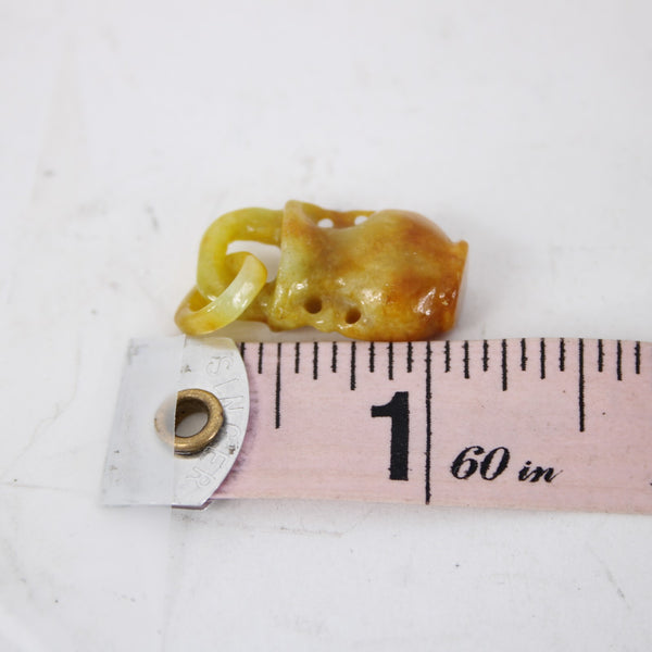 Jade Pendant Carnelian Orange Yellow w Jade Bail 1" Pendant
