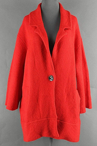 Moth NEW $198 Sz M Red One Button Stretchy Nylon Acrylic Wool Jacket Coat