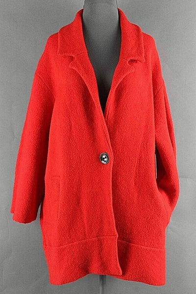 Moth NEW $198 Sz M Red One Button Stretchy Nylon Acrylic Wool Jacket Coat