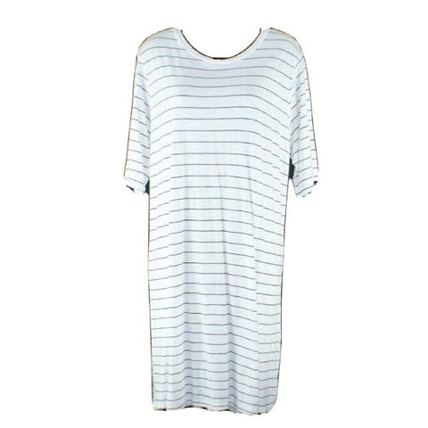 Michelle NEW $46 Sz L White Black Stripe Cotton Modal Poly Lined Tee Dress