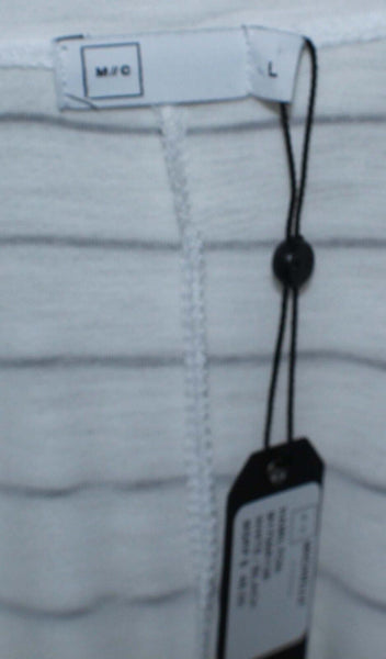 Michelle NEW $46 Sz L White Black Stripe Cotton Modal Poly Lined Tee Dress