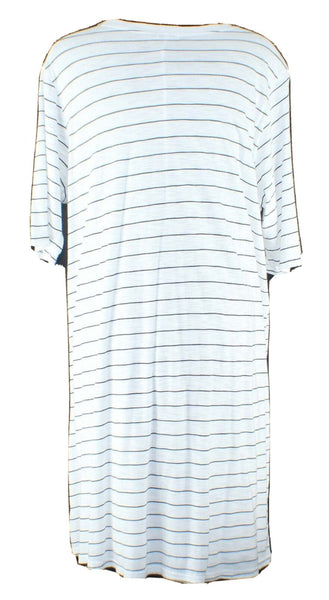 Michelle NEW $46 Sz L White Black Stripe Cotton Modal Poly Lined Tee Dress