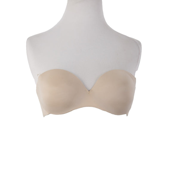 Maidenform Bra $48 Sz 34C Tan Padded Wired Strapless Nylon Spandex Bra