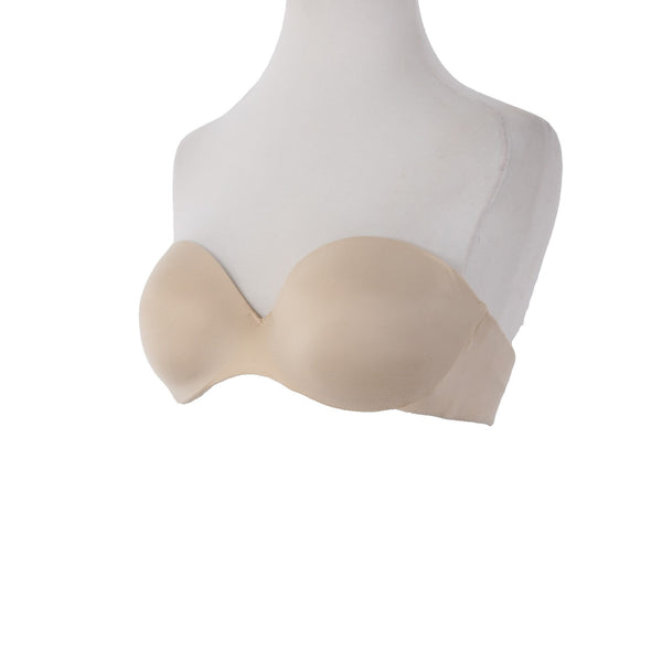 Maidenform Bra $48 Sz 34C Tan Padded Wired Strapless Nylon Spandex Bra