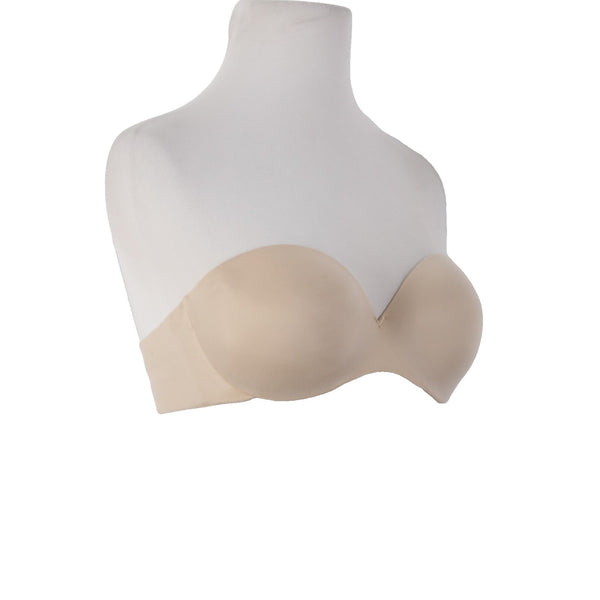Maidenform Bra $48 Sz 34C Tan Padded Wired Strapless Nylon Spandex Bra
