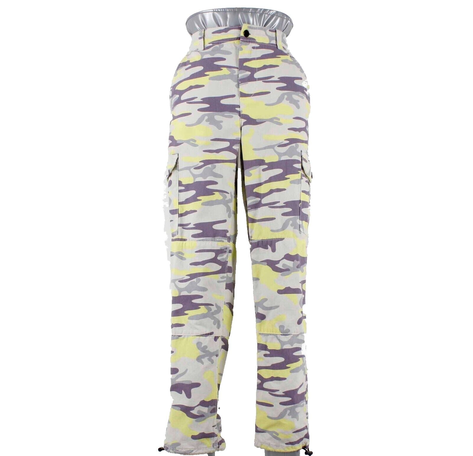 Topshop Sz 4 x 29 Purple Multi Camo Elastic Cuff Pockets Cotton Cargo Pant