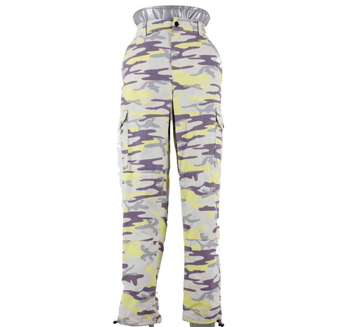 Topshop Sz 4 x 29 Purple Multi Camo Elastic Cuff Pockets Cotton Cargo Pant