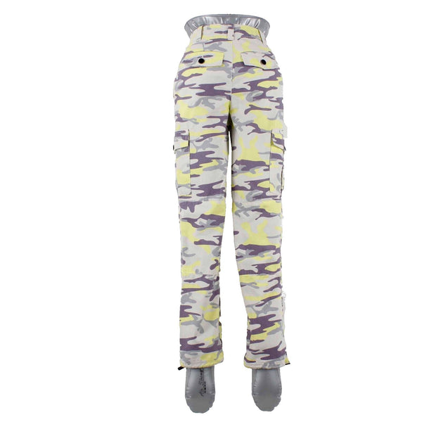 Topshop Sz 4 x 29 Purple Multi Camo Elastic Cuff Pockets Cotton Cargo Pant
