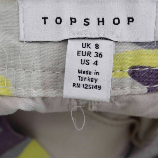 Topshop Sz 4 x 29 Purple Multi Camo Elastic Cuff Pockets Cotton Cargo Pant