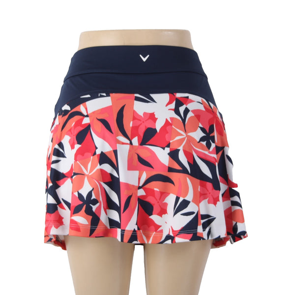 Callaway AW Skort Opti Dri Sz S Pink Navy White Elastic Waist Pull On 100% Poly