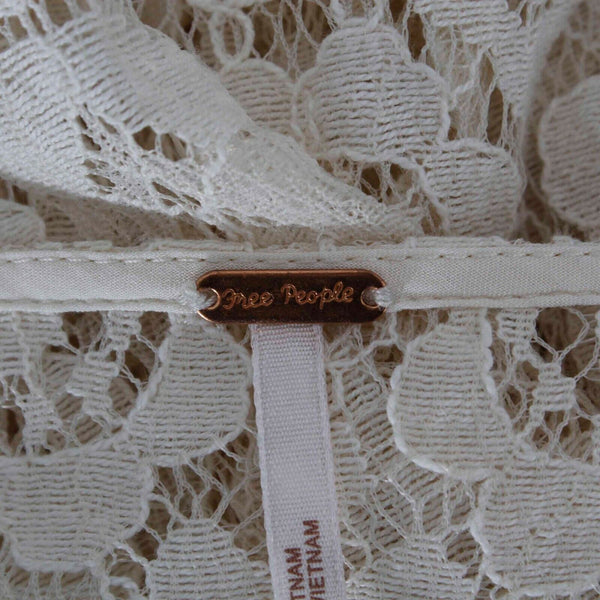 Free People Sz 2 Light Peach Sheer Lace Bottom Ruffle Short Dress
