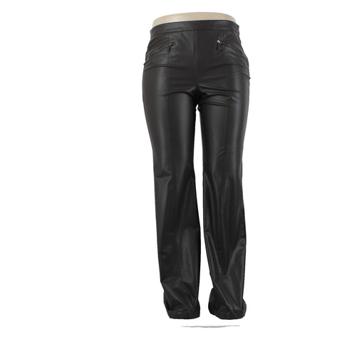 Worth Sz 14 Dark Brown Side Zipper Faux Leather Polyurethane Nylon 5 Pocket Pant